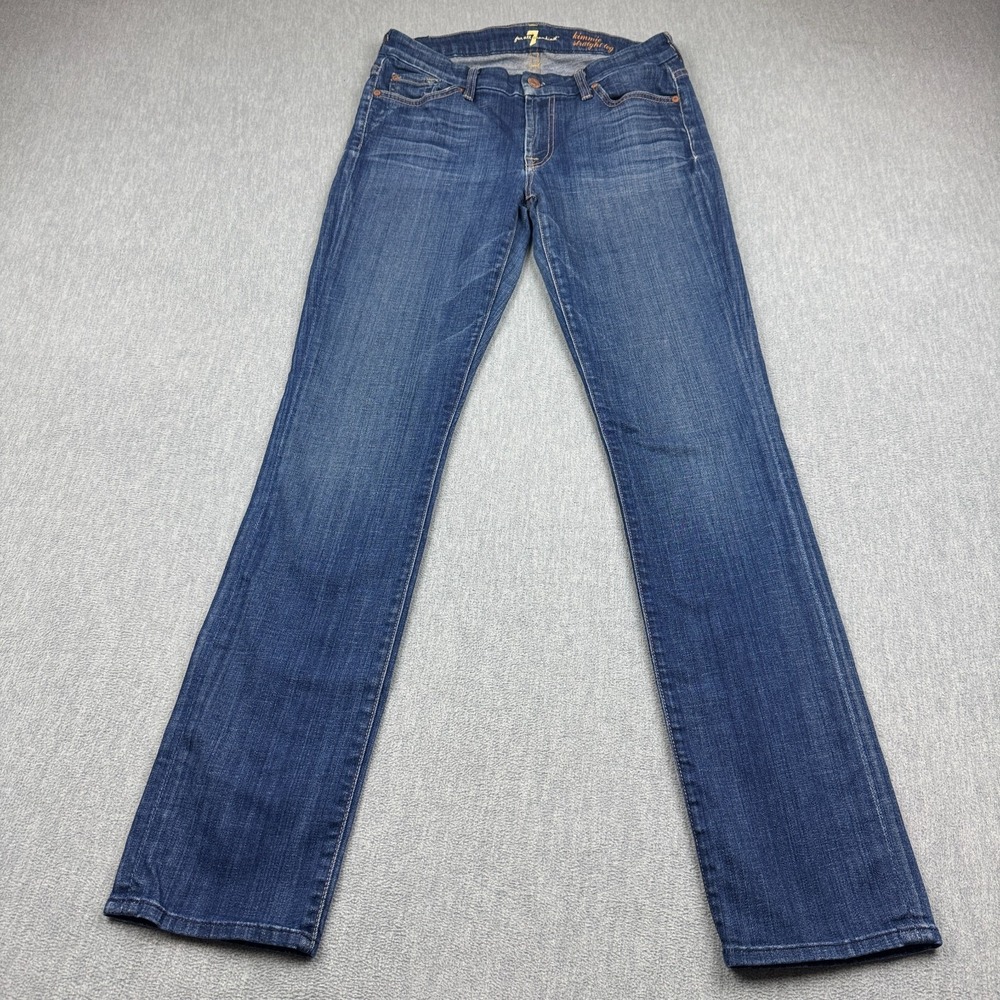 7 For All Mankind Jeans Womens 29 Blue Denim Kimmie Straight Leg Made in USA